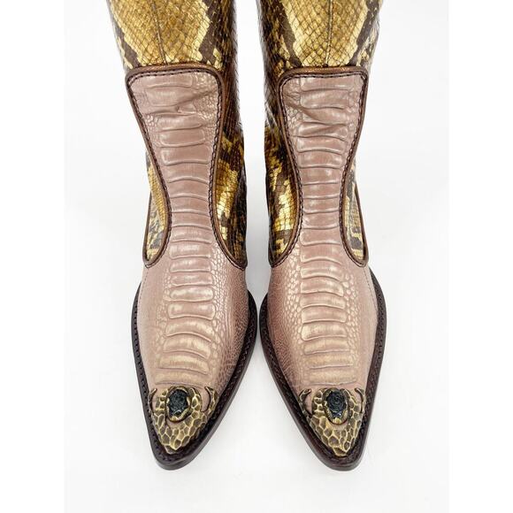 NWB Giuseppe Zanotti y2k Metallic Snakeskin Over The Knee Cowgirl Boot size 6 - Picture 7 of 13